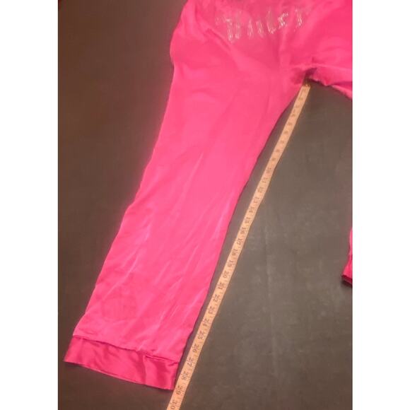 Juicy Couture Pink Satin Sleep Pants Large Rhinestone Logo Lounge Glam Y2K - Picture 5 of 7